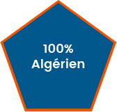 Emblème de notre identité algérienne. Une bannière affirmant '100% Algérien', mettant en avant notre engagement local, notre fierté nationale et l'authenticité de nos services.